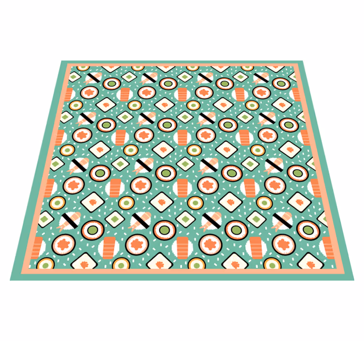 Alfombra vinilo cocina patrones inspirados en el sushi - TenVinilo