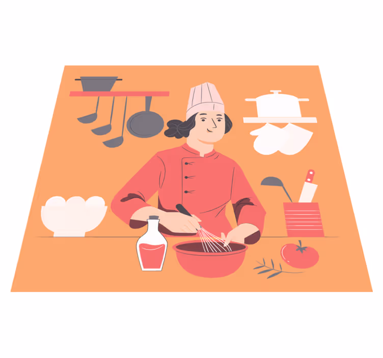 Alfombra vinilo cocina ilustración del cocinero - TenVinilo