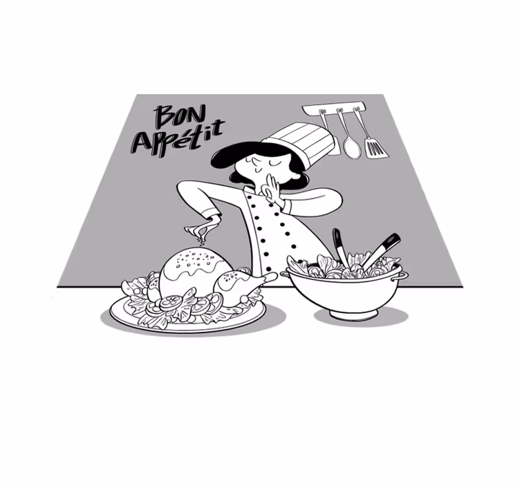 Alfombra vinilo cocina ilustración de chef  - TenVinilo