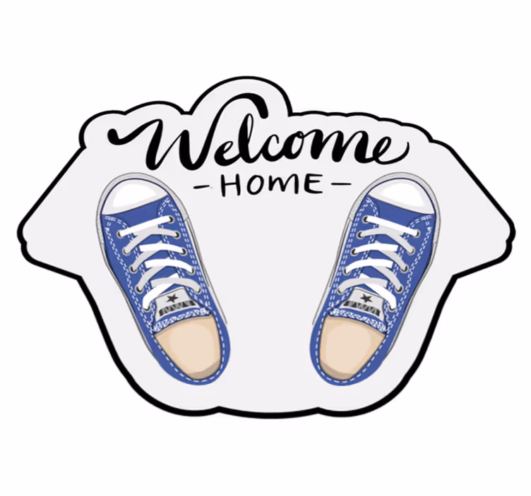 Alfombra vinílica entrada welcome home zapatos - TenVinilo