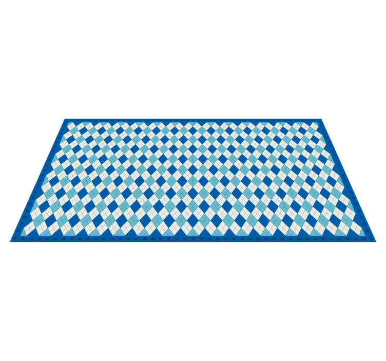 Alfombra hidráulica vinílica patrón de cuadros azules - TenVinilo
