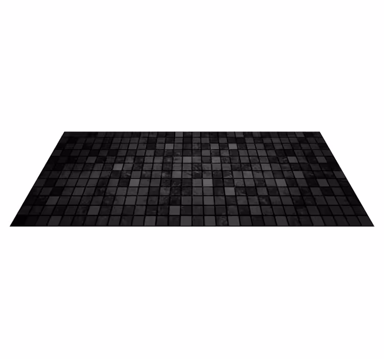 Alfombra vinílica comedor geométrica cuadrados negros - TenVinilo