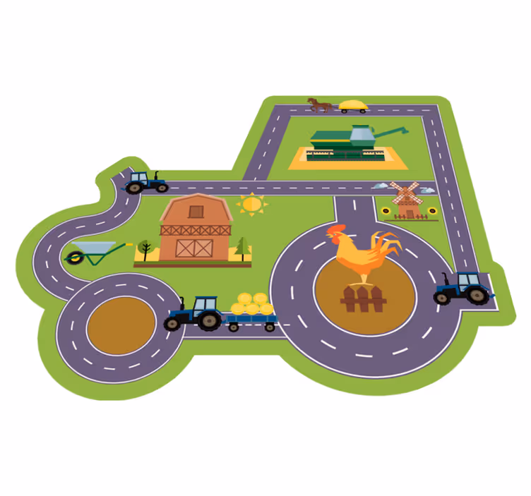 Alfombra carretera circuito forma tractor - TenVinilo