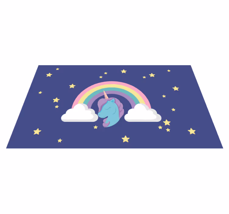 Alfombra vinílica infantil gráfico de unicornio arcoíris - TenVinilo