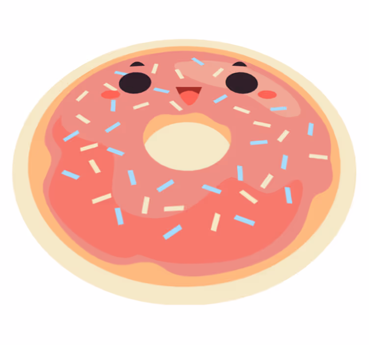 Alfombra vinílica infantil donut animado - TenVinilo