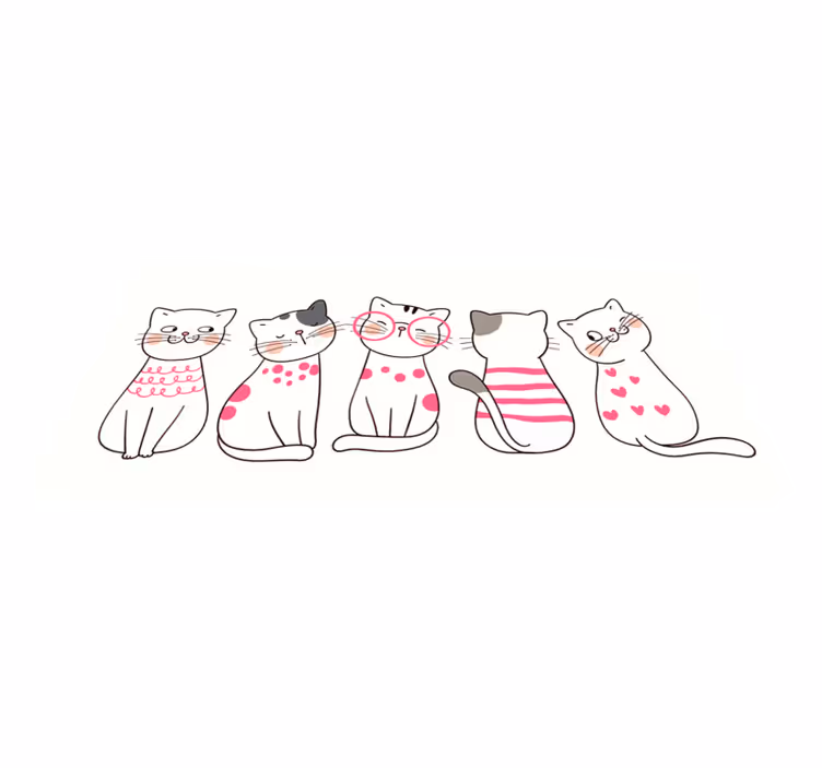 Alfombra vinílica infantil gatos rosa y blancos - TenVinilo