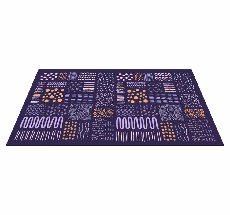 Alfombra vinilo salón trazos pintados de azul - TenVinilo
