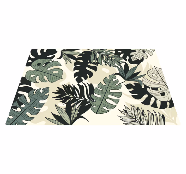 Alfombra vinílica flores patrones de follaje tropical - TenVinilo