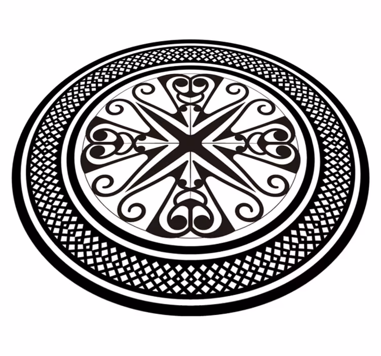 Alfombra vinílica geométrica inlay de espirales circulares - TenVinilo