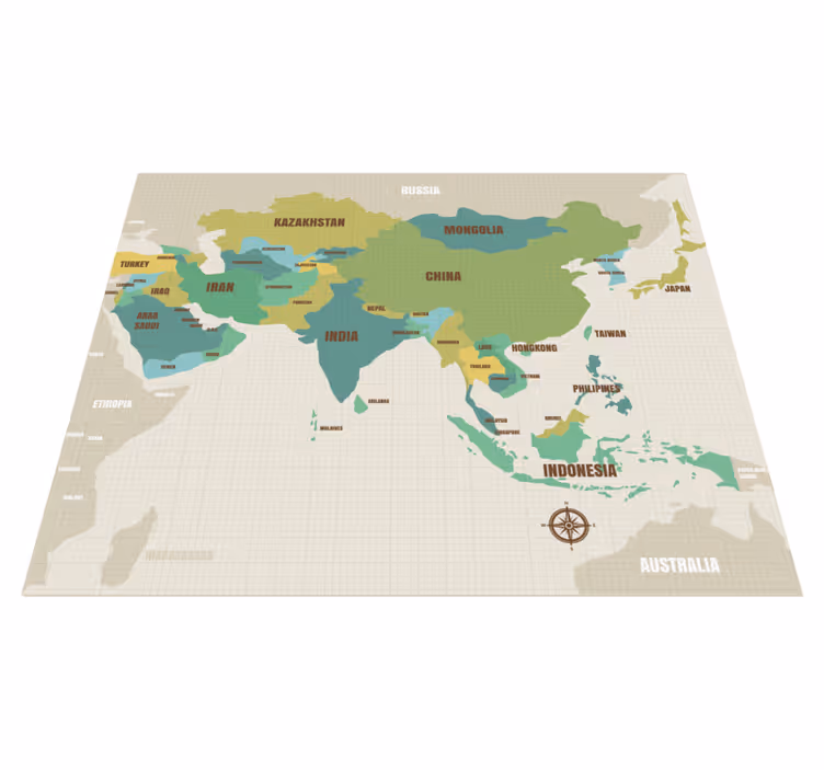Alfombra vinílica mapamundi decoración cartográfica - TenVinilo