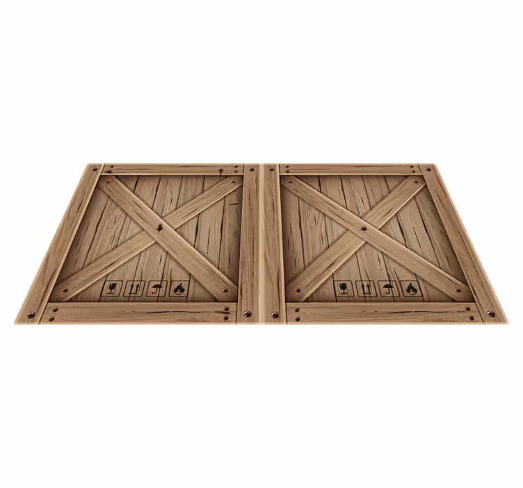 Alfombra vinílica imitación madera ilusión de caja de madera - TenVinilo