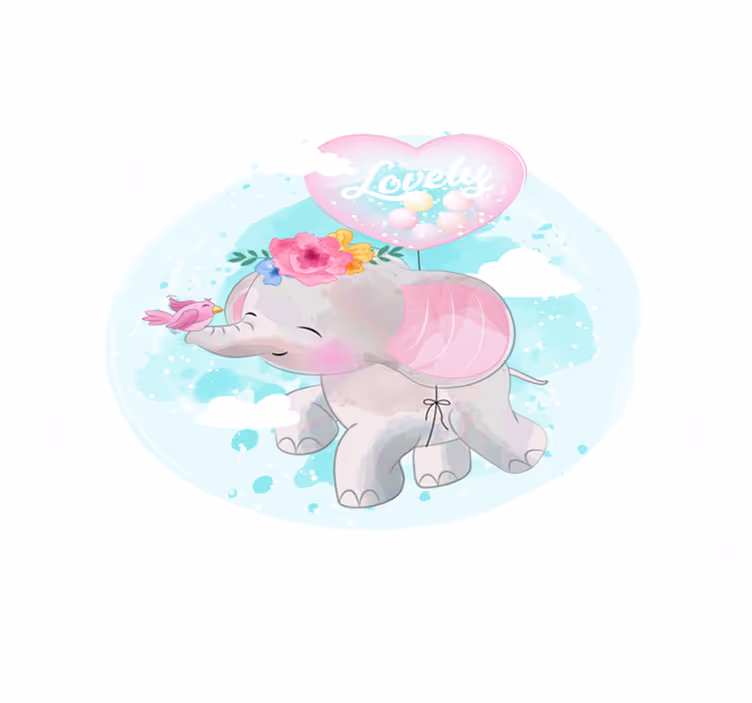 Alfombra vinílica bebé ilustración de elefante infantil - TenVinilo