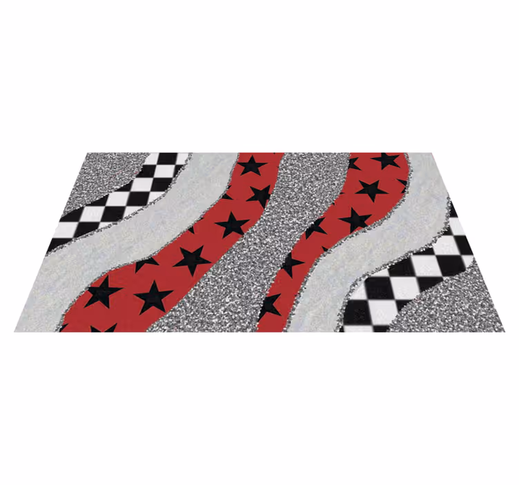 Alfombra vinílica textura ondas rojas estrelladas - TenVinilo