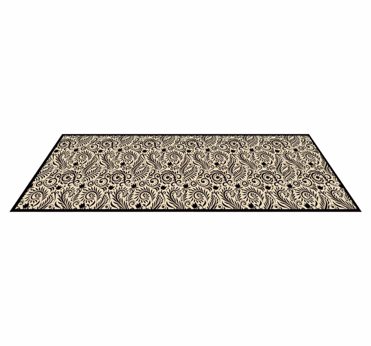 Alfombra pvc cocina patrón floral negro - TenVinilo