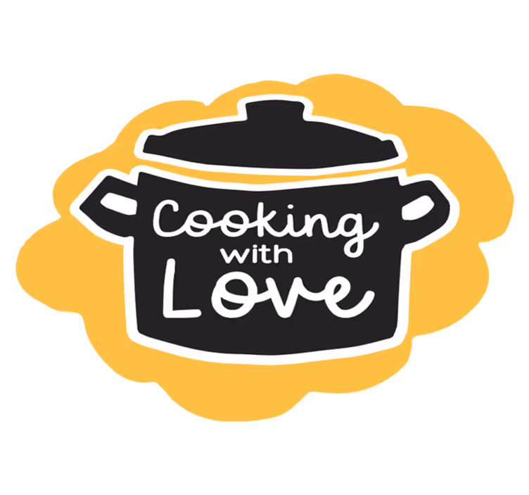Alfombra vinilo cocina cocinando en olla con amor - TenVinilo