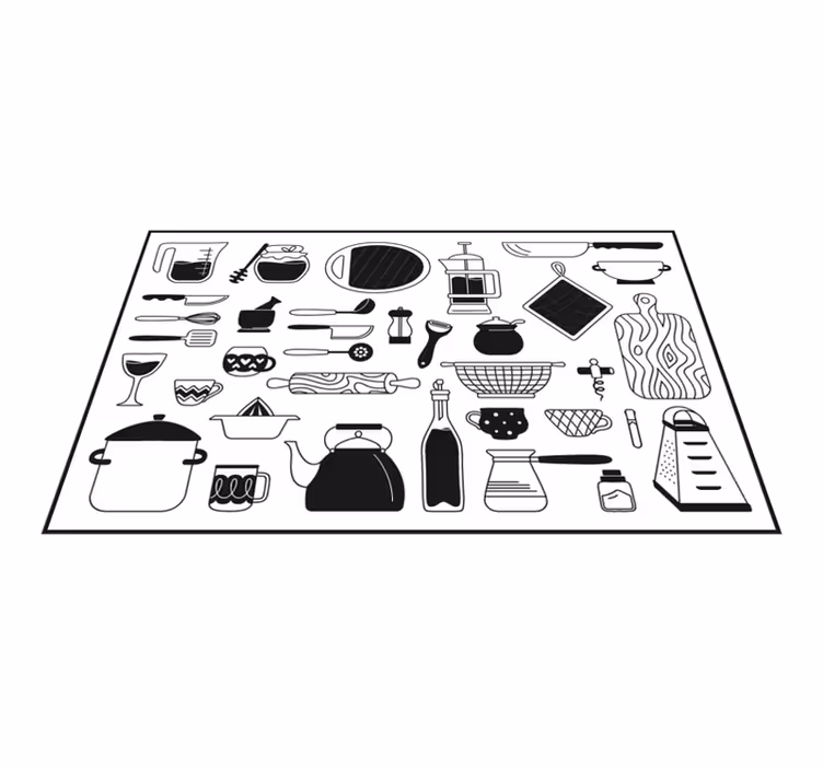 Alfombra vinilo cocina colección de iconos culinarios - TenVinilo