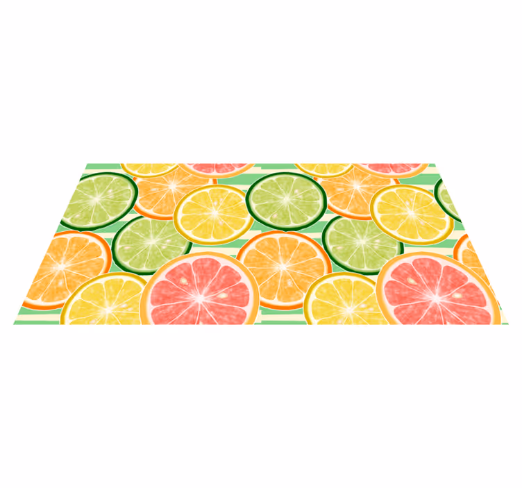 Alfombra vinilo cocina patrón de frutas cítricas - TenVinilo