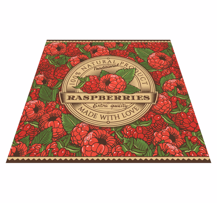 Alfombra vinilo cocina estampado floral de frambuesa - TenVinilo