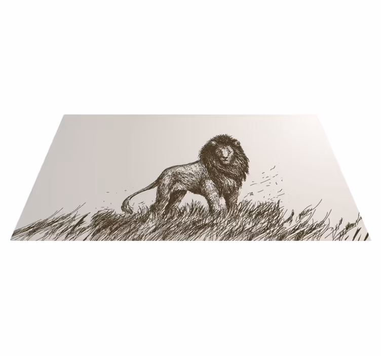 Alfombra vinílica animales majestuoso reflejo del león - TenVinilo