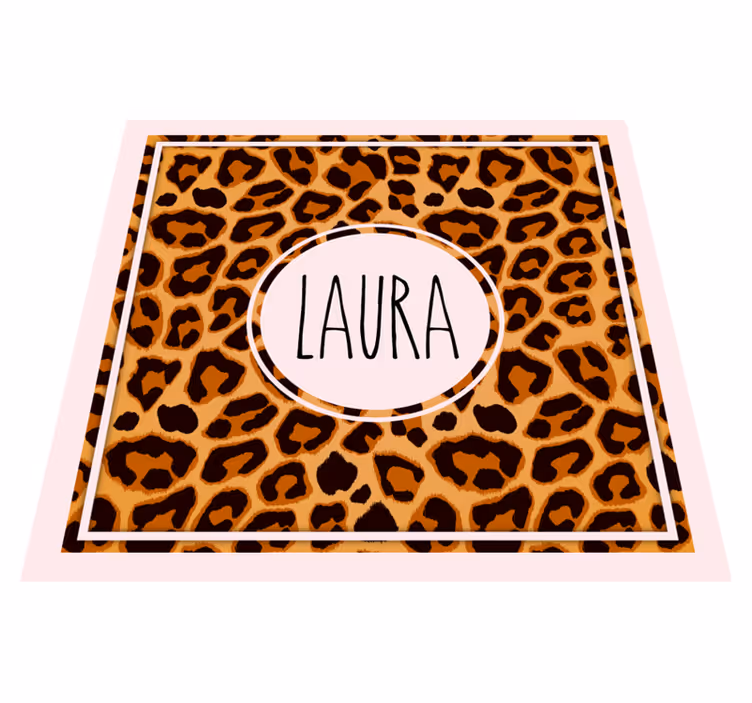 Alfombra vinílica juvenil patrón de leopardo con nombre - TenVinilo