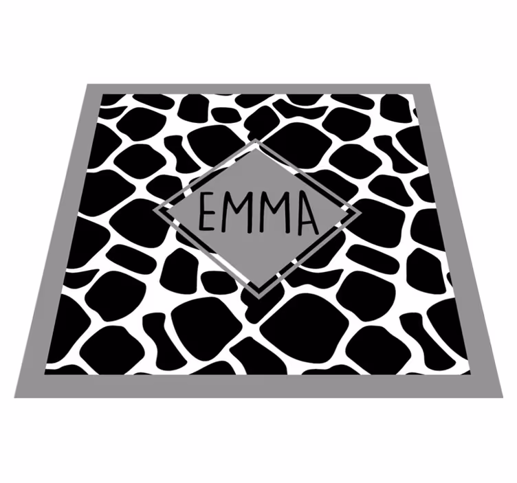 Alfombra vinílica juvenil jirafa en blanco y negro - TenVinilo