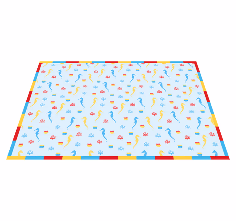 Alfombra vinilo baño diseño de caballito de mar azul - TenVinilo