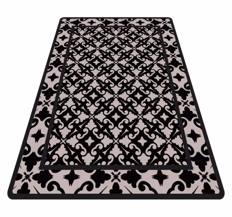 Alfombra vinilo cocina elegante patrón negro - TenVinilo