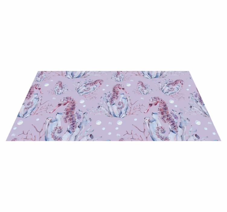Alfombra vinilo baño diseño de coral de caballito de mar - TenVinilo