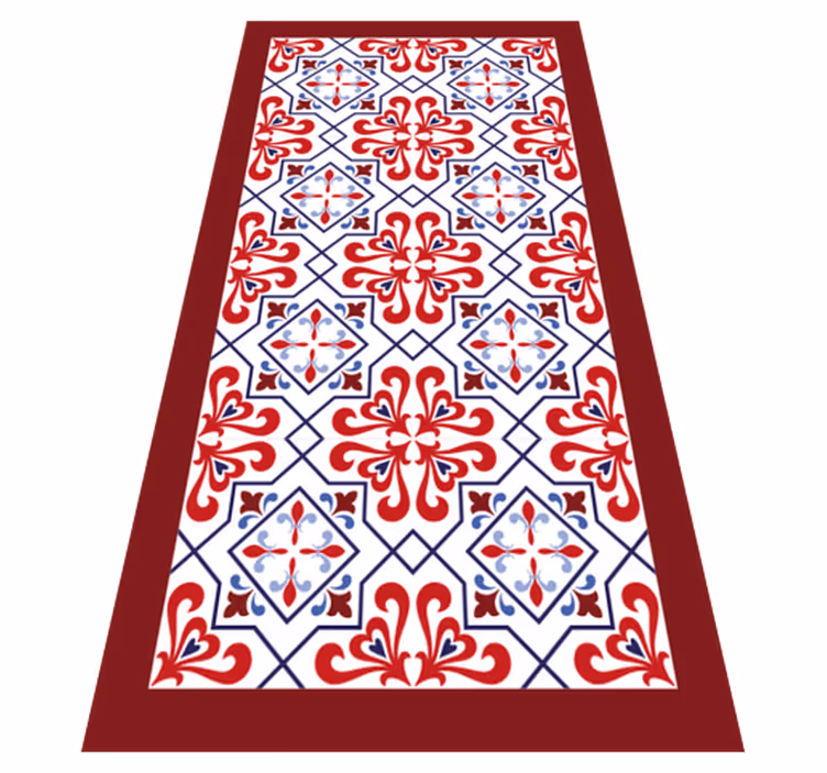 Alfombra vinilo cocina motivo floral rojo - TenVinilo