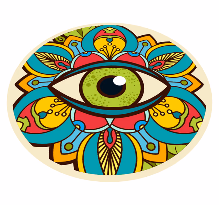 Alfombra vinílica mandala patrón de ojos coloridos - TenVinilo