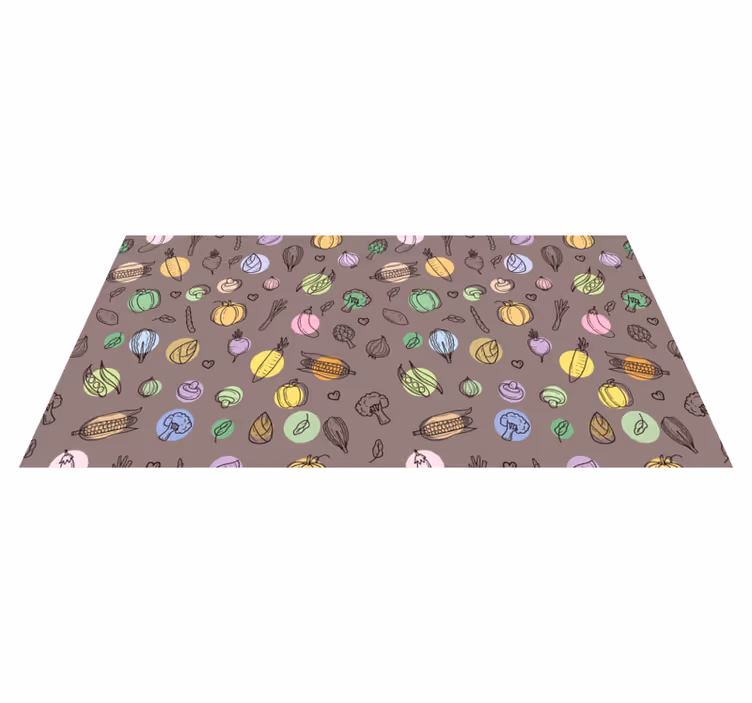 Alfombra vinilo cocina patrón de verduras de colores - TenVinilo