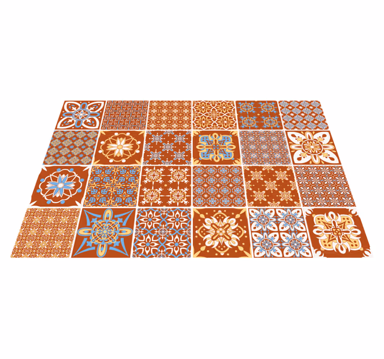 Alfombras de vinilo de azulejos Rojo floral - TenVinilo