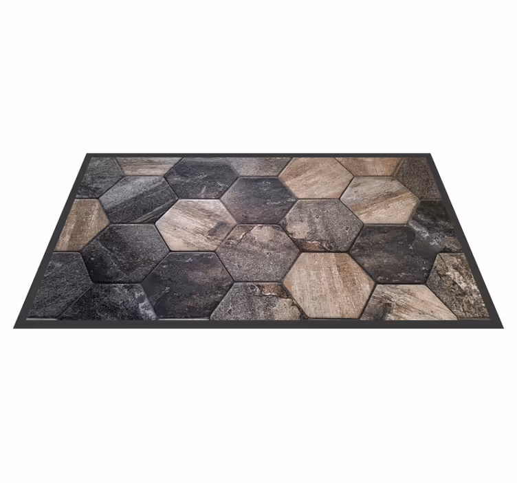 Alfombra vinílica imitación piedra motivo gris hexagonal - TenVinilo
