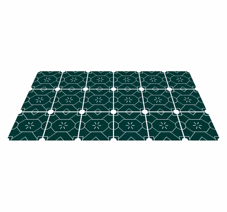 Alfombra hidráulica vinílica arreglo geométrico verde - TenVinilo