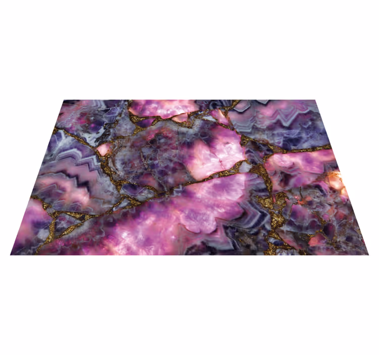 Alfombra vinílica efecto mármol diseño venas moradas - TenVinilo