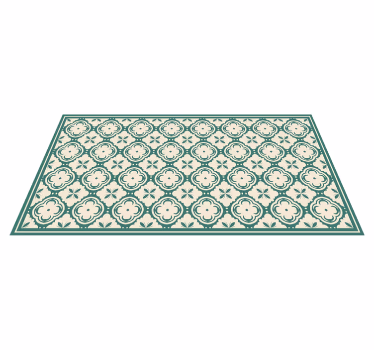 Alfombra vinílica efecto mármol elegante elemento floral - TenVinilo