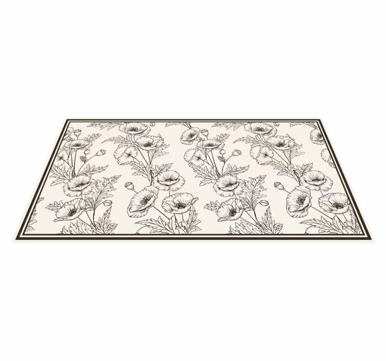 Alfombra vinilo salón patrón de contorno floral - TenVinilo