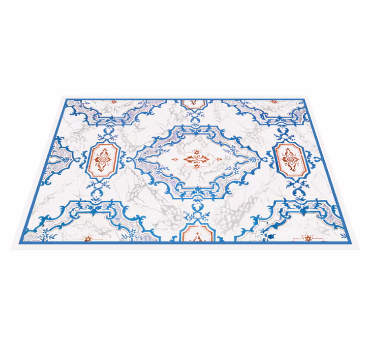 Alfombra vinílica efecto mármol elegantes patrones azules - TenVinilo