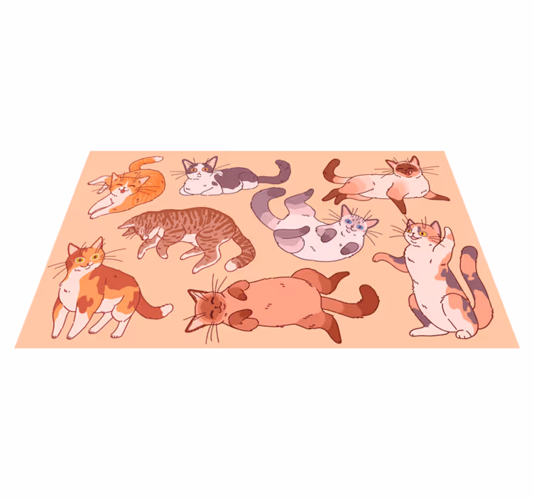 Alfombra vinílica animales ilustraciones de gatos - TenVinilo