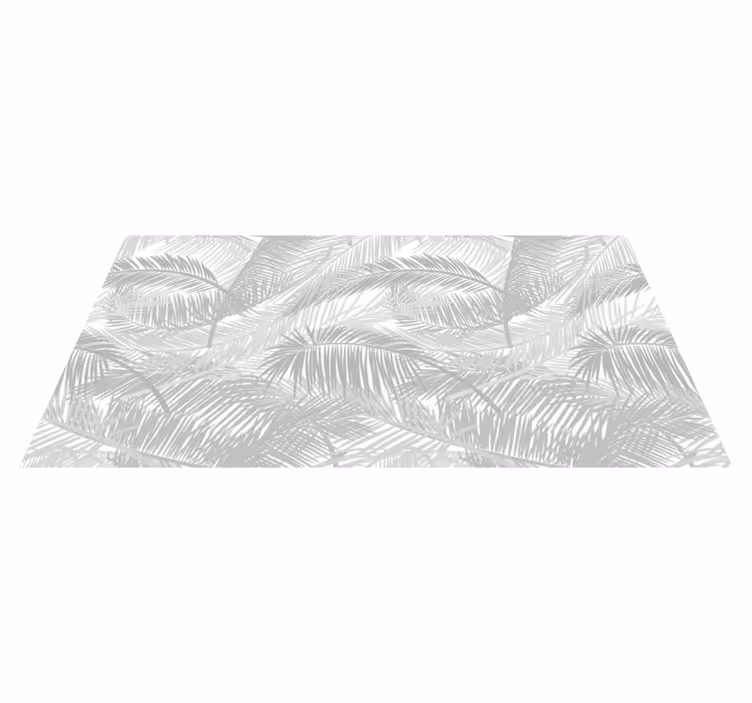 Alfombra vinílica dormitorio hojas grises tropicales - TenVinilo