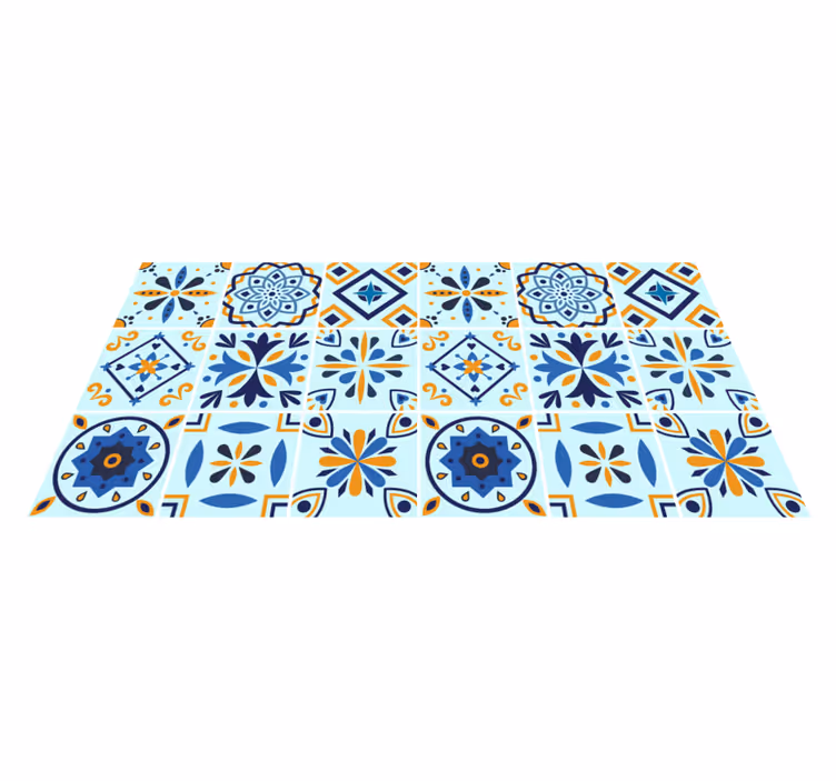 Alfombra vinilo cocina motivo de azulejo tradicional - TenVinilo