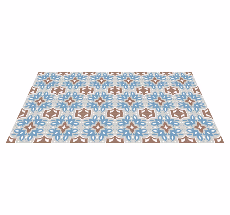 Alfombra vinilo cocina patrón floral azul - TenVinilo