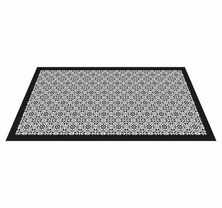 Alfombra hidráulica vinílica patrón floral negro - TenVinilo