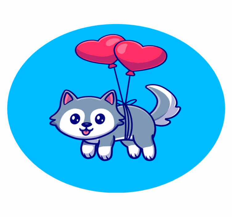 Alfombra vinílica animales bebé lobo con globos - TenVinilo