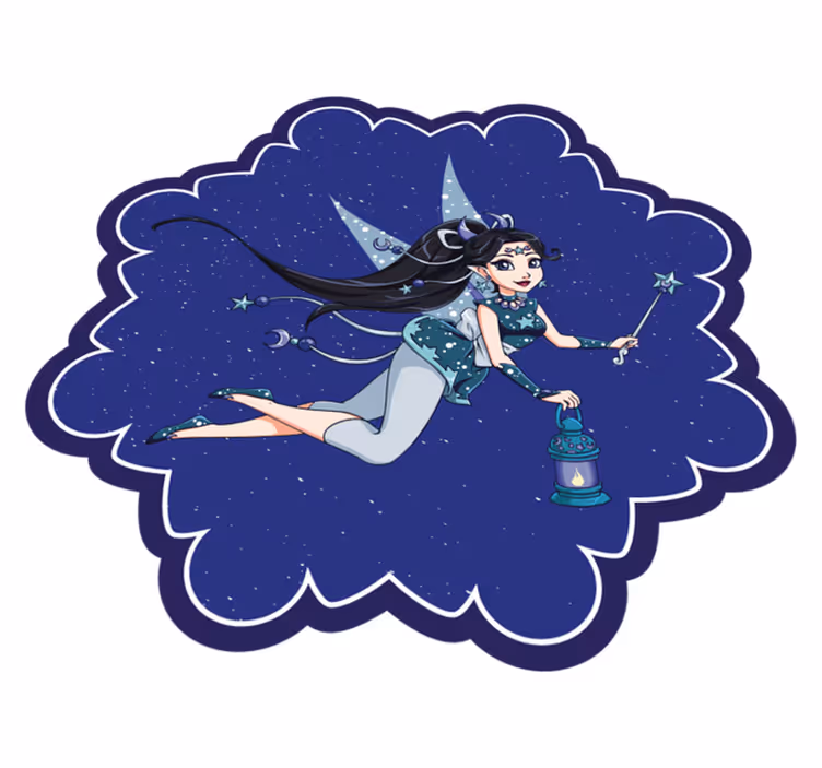 Alfombra vinílica infantil cielo nocturno de hadas - TenVinilo