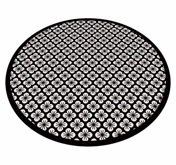Alfombra vinílica flores motivo floral negro - TenVinilo