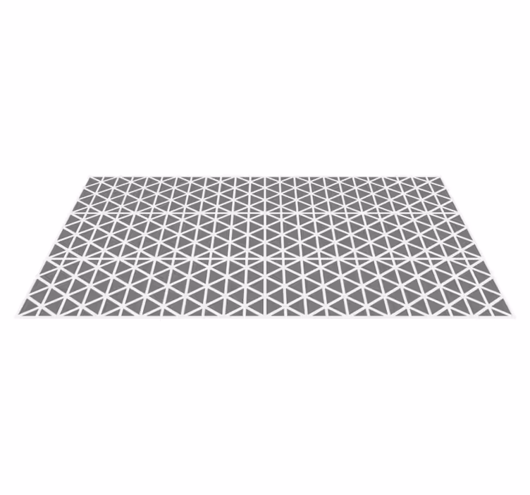 Alfombra pvc cocina  triangular gris y blanca - TenVinilo