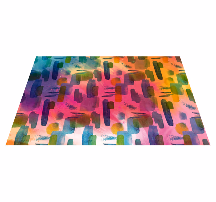 Alfombra vinilo comedor mosaico tonos acuarela - TenVinilo