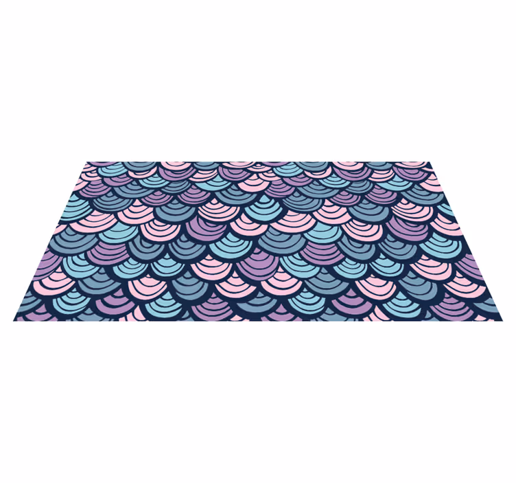 Alfombra vinílica geométrica motivo de olas moradas y azules - TenVinilo