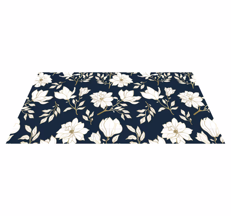 Alfombra vinilo salón elegantes flores de magnolia - TenVinilo